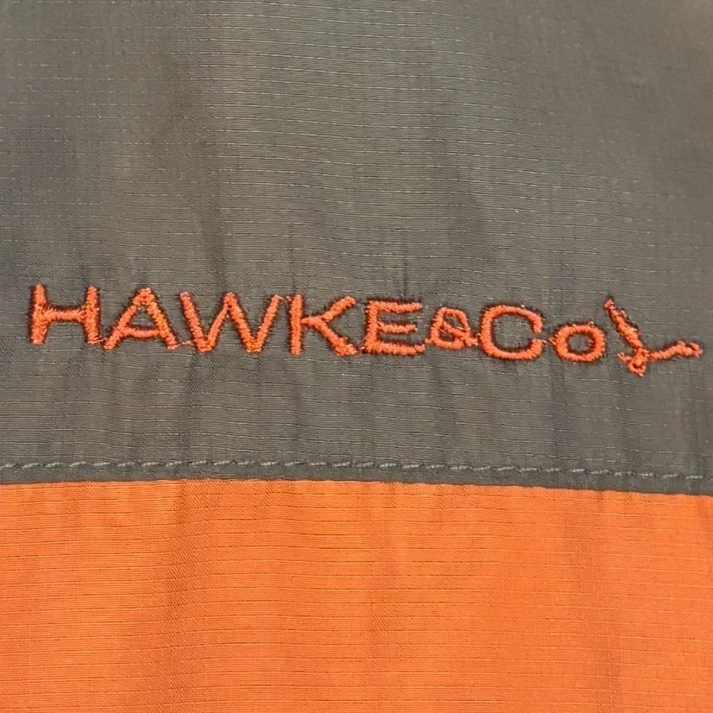 Hawke & Co Men's Orange and Gray Full Zip Hooded Windbreaker Size XL